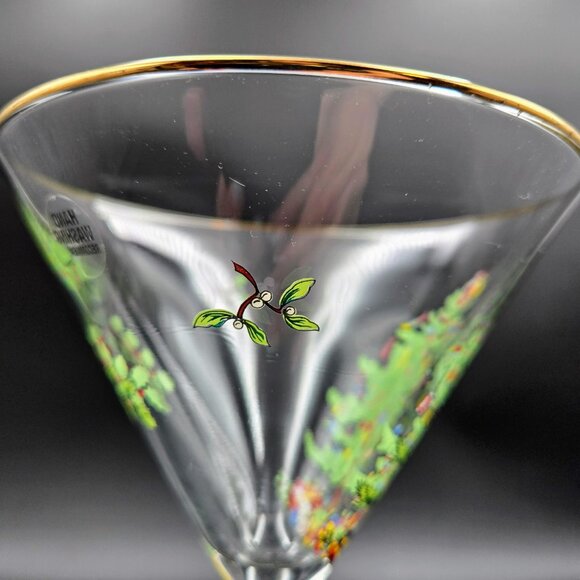 Spode Christmas Tree Martini Cocktail Estate Glass Stemware Santa Read - Picture 11 of 15